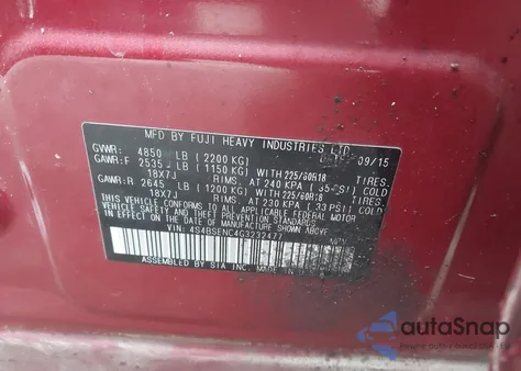 2016 Subaru Outback 3.6R Limited from USA, damaged, VIN 4S4BSENC4G3232477